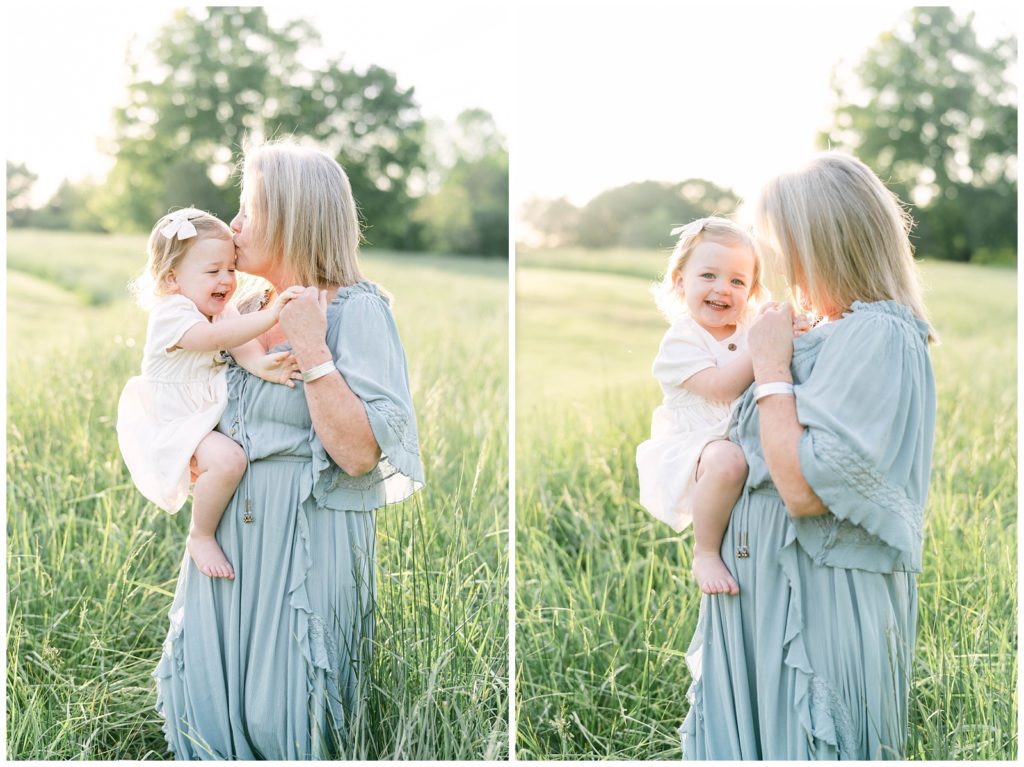 A toddler girl smiles with her grandmother. North Georgia photographer Grace Emily captures the moment.