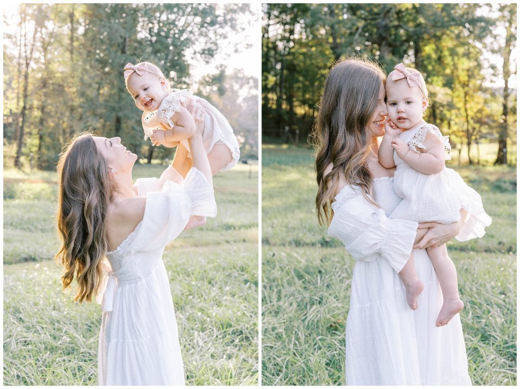 A side by side of a toddler girl and her mother. North Georgia photographer Grace Emily captures the moment.