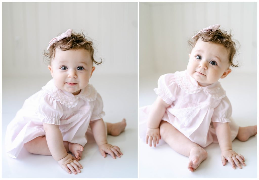 A beautiful smiling baby girl - Milton, Georgia Six-Month Milestone Session by Grace Emily Photography