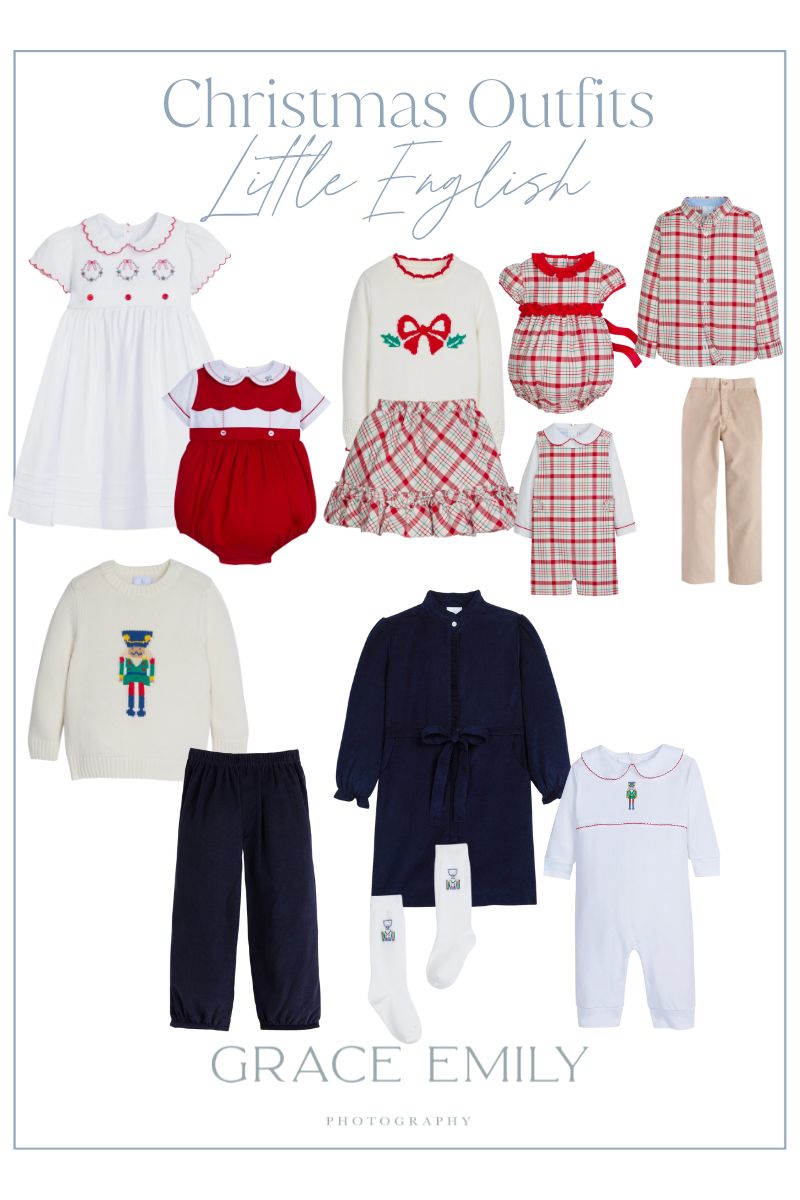 What to wear for photos with Santa: Children's outfits for photos with Santa in red.