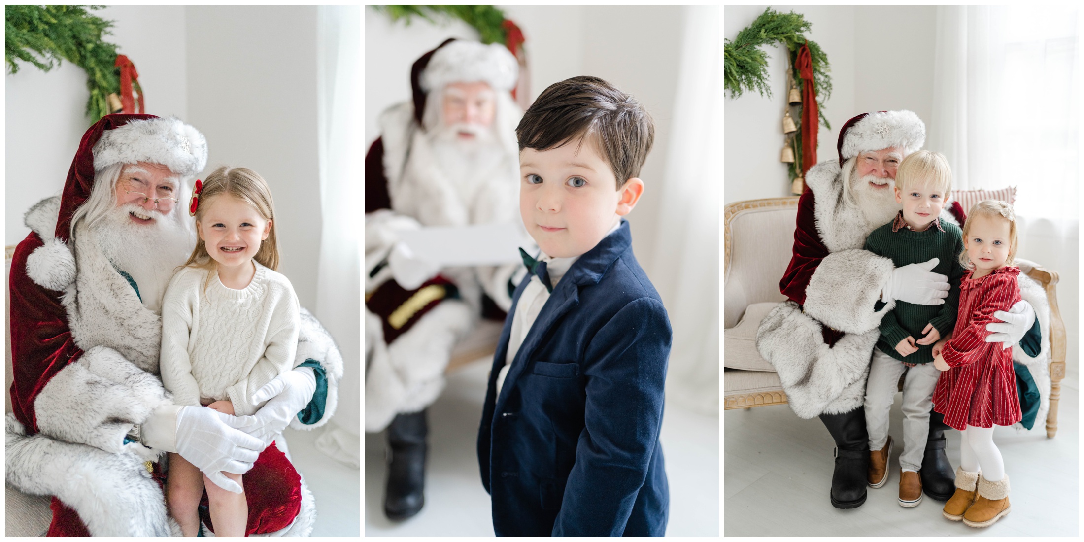 What to wear for photos with Santa: Portraits of Children with Santa.